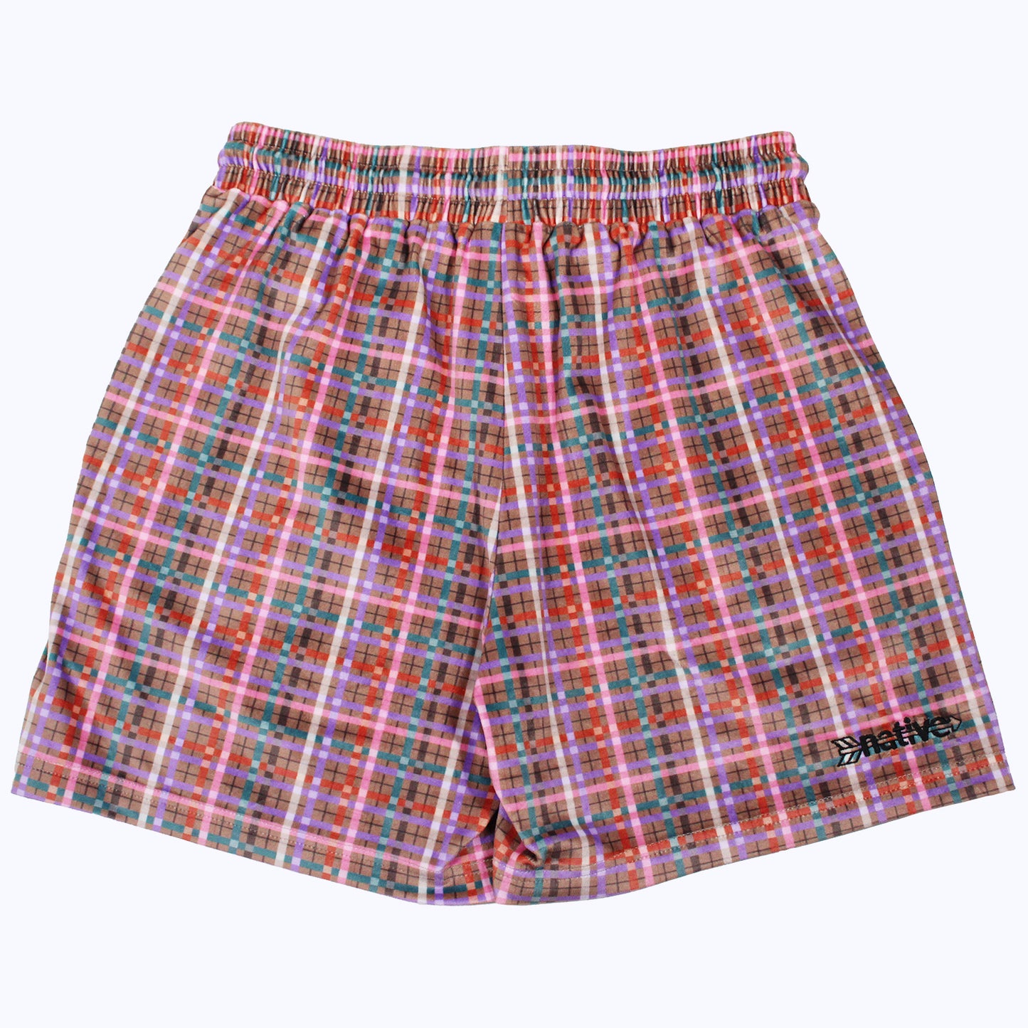 plaid velour shorts in chocolate mint sprinkle