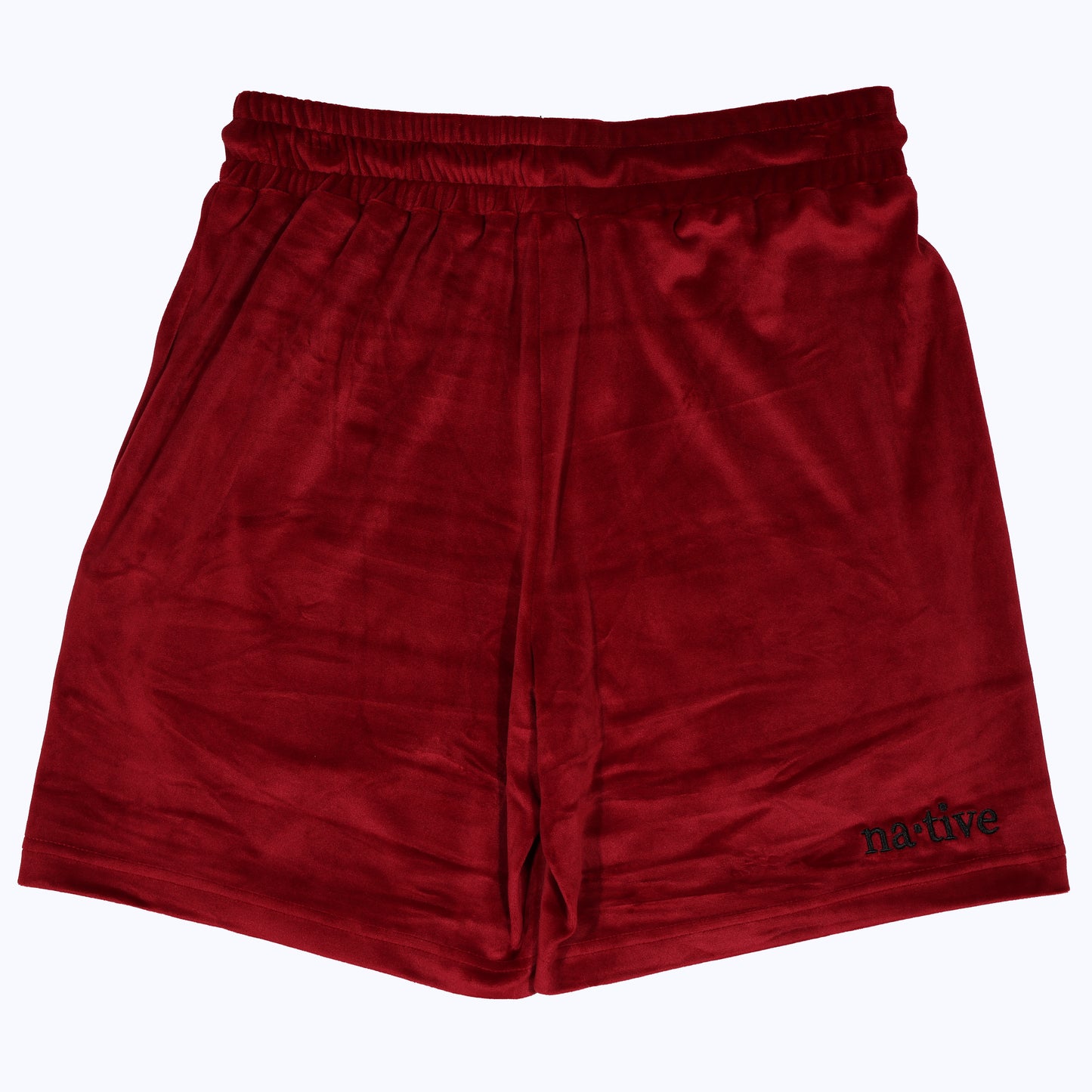 velour shorts in crimson