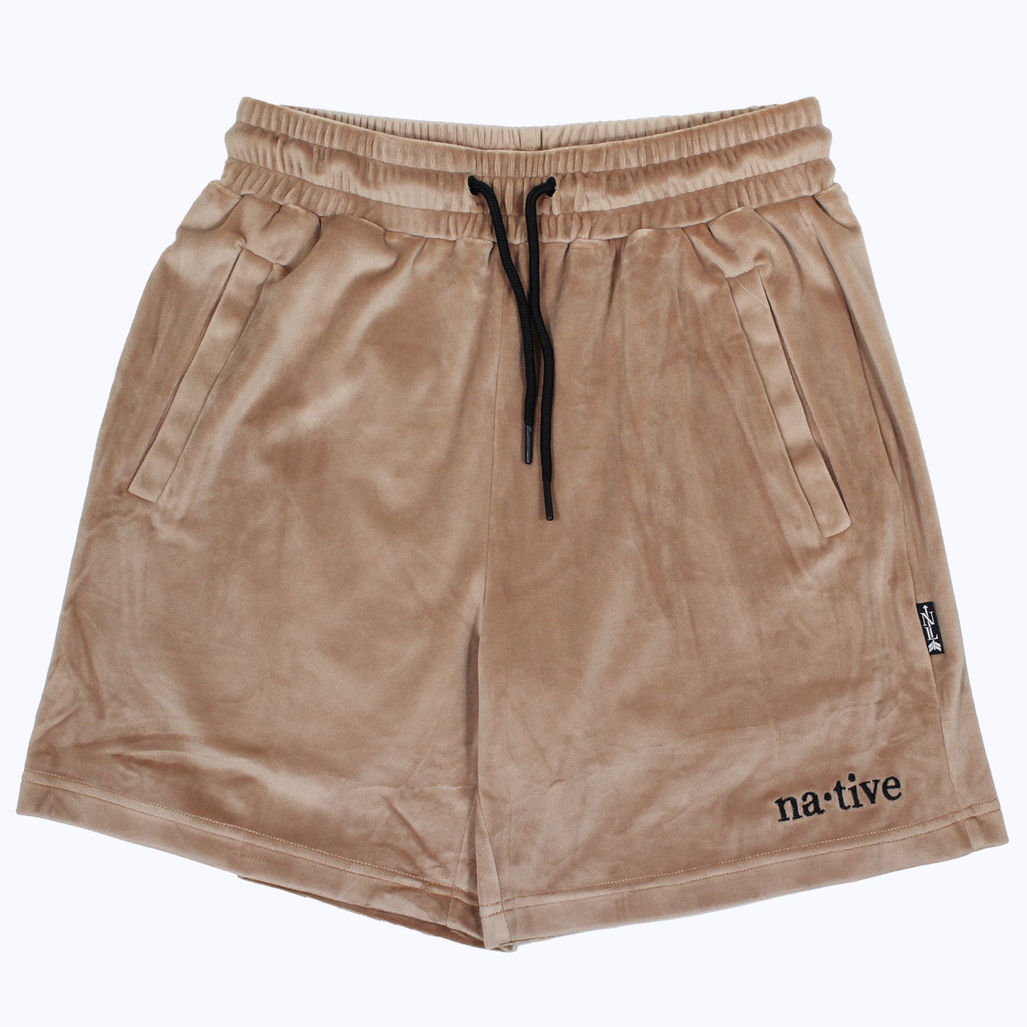 velour shorts in khaki
