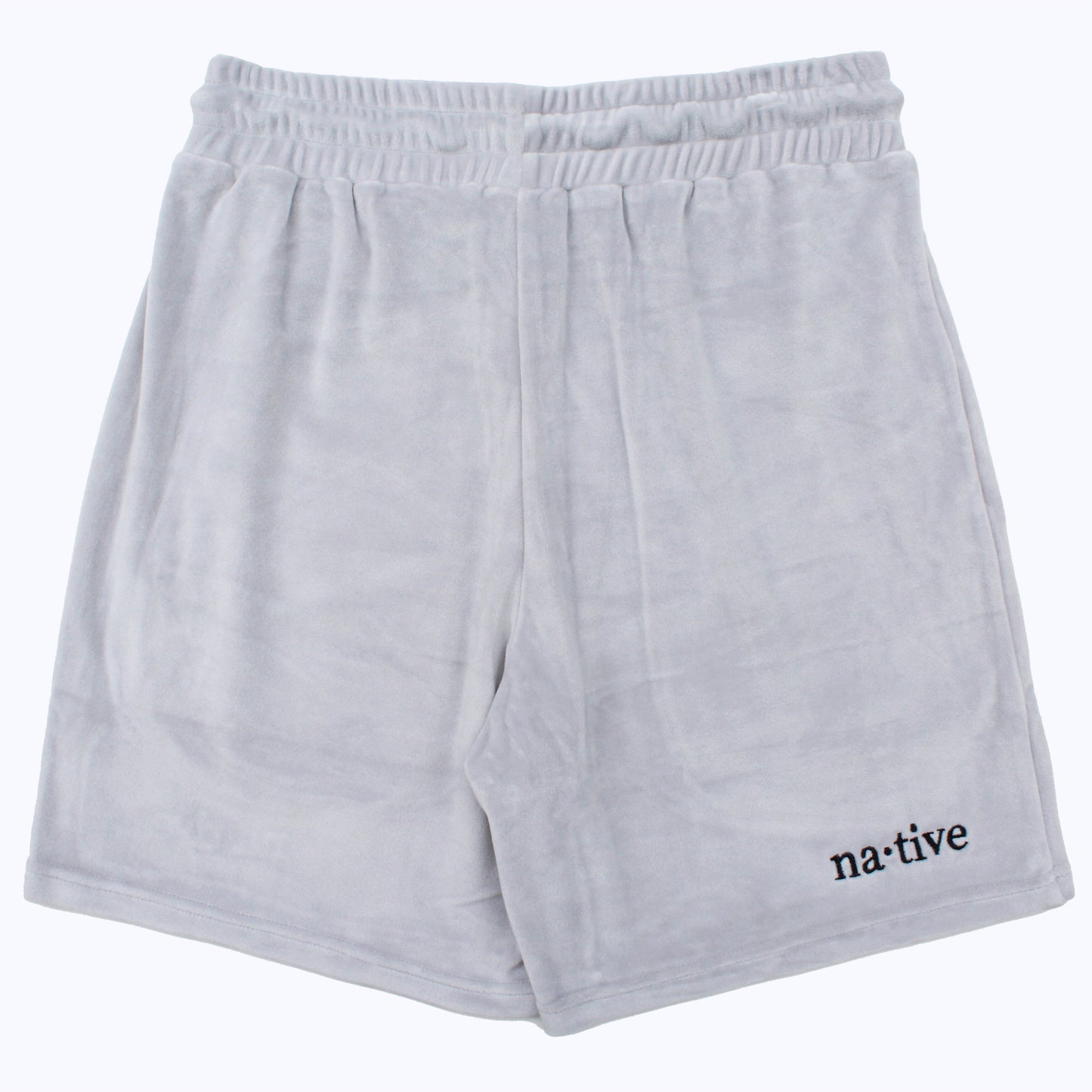 velour shorts in overcast