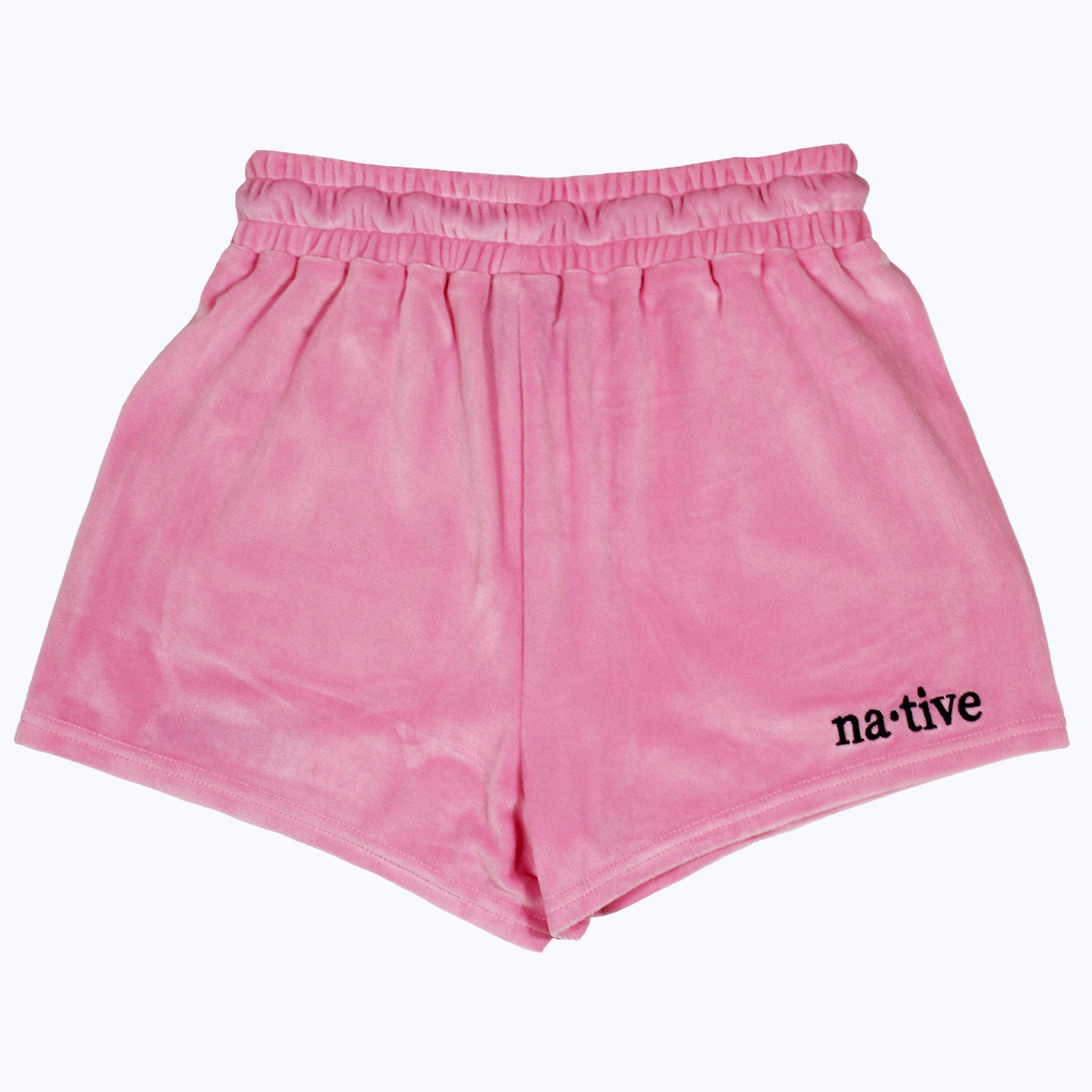 velour shorties in bubblegum