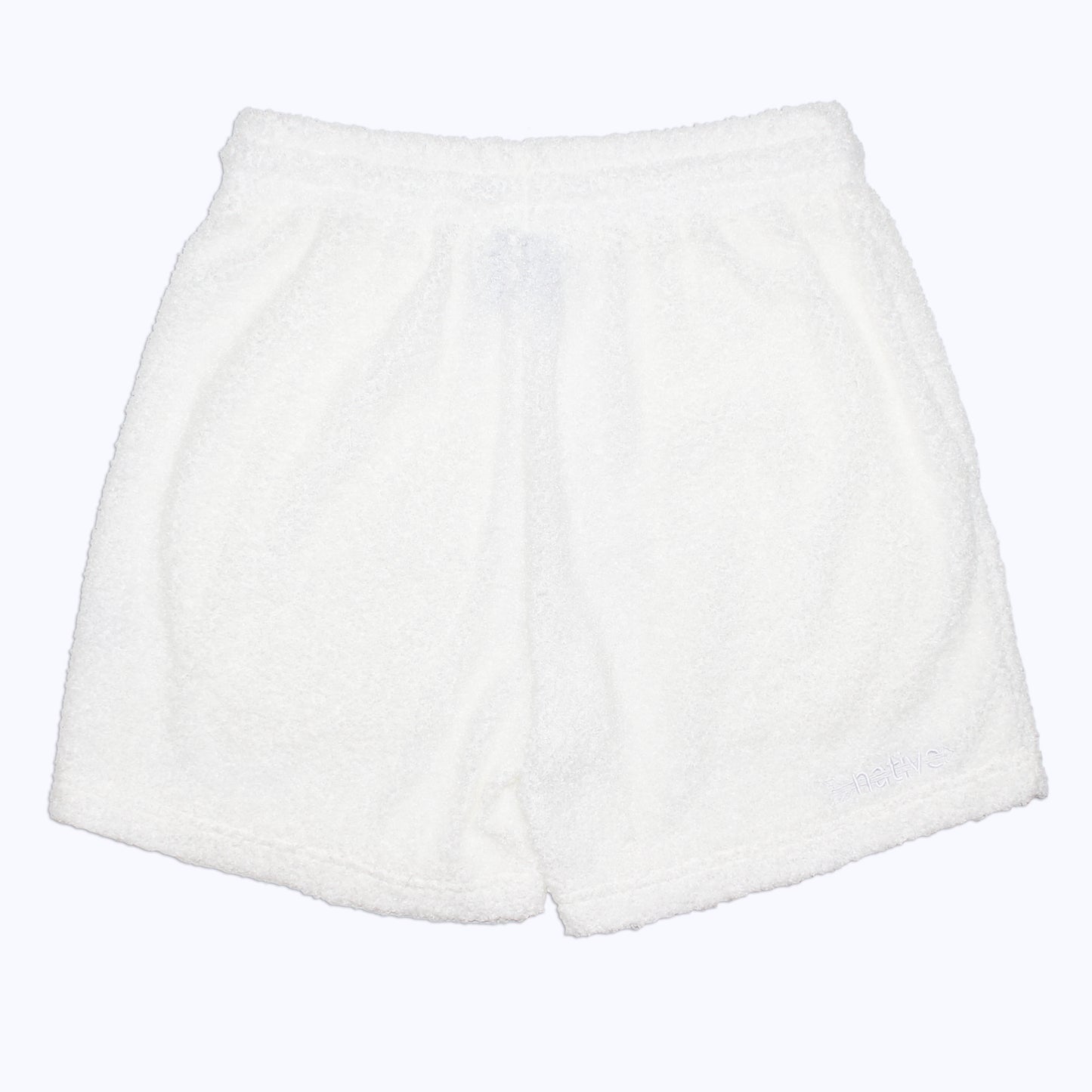 sherpa shorts in whiteout
