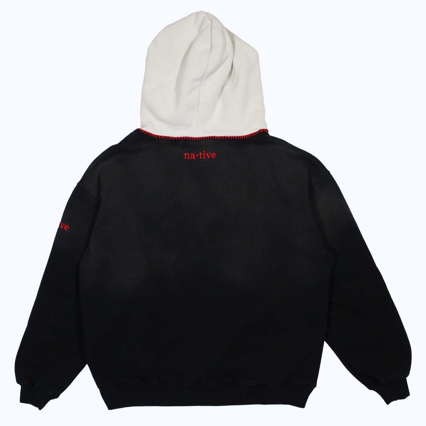 vintage faded senior hoodie in black/cream