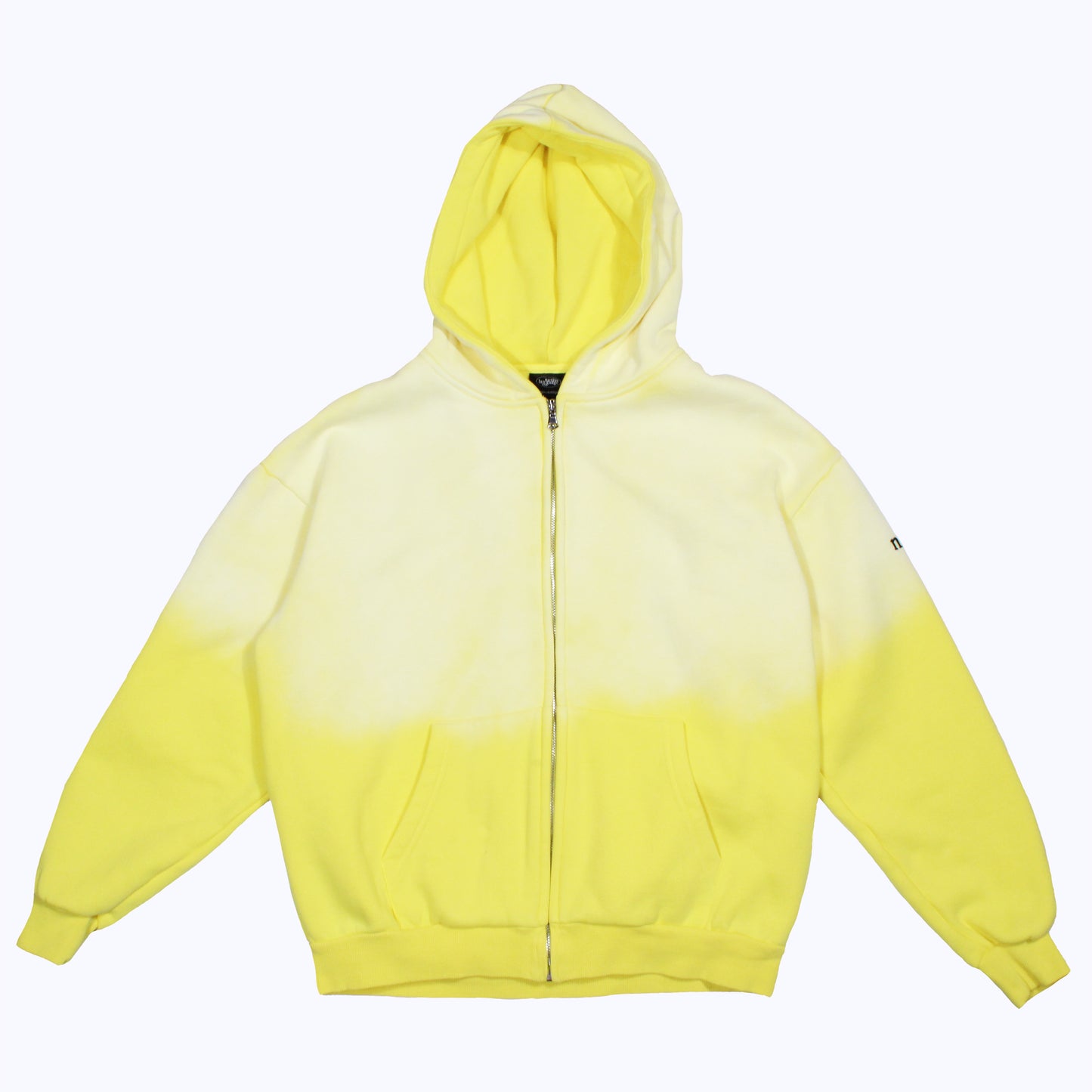 vintage faded zip-up hoodie in banana