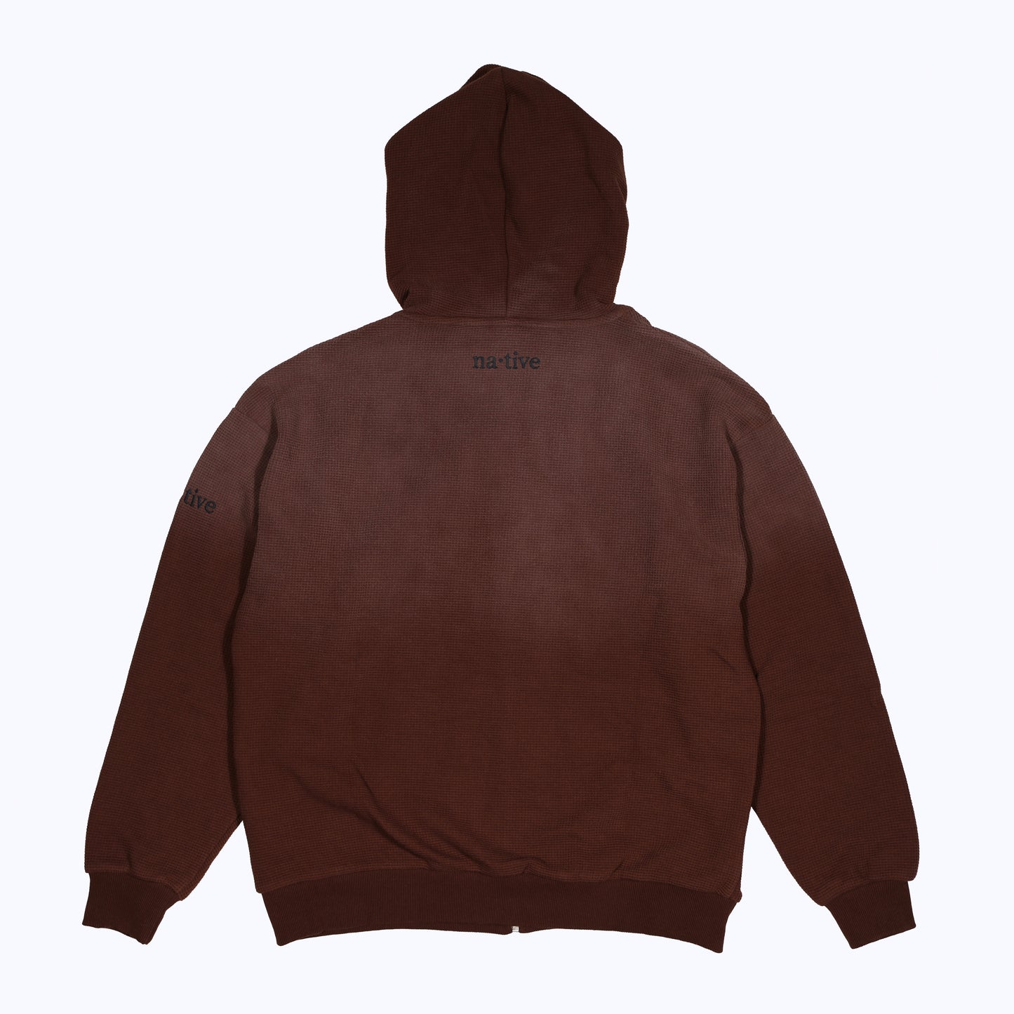 vintage faded zip-up thermal hoodie in chocolate
