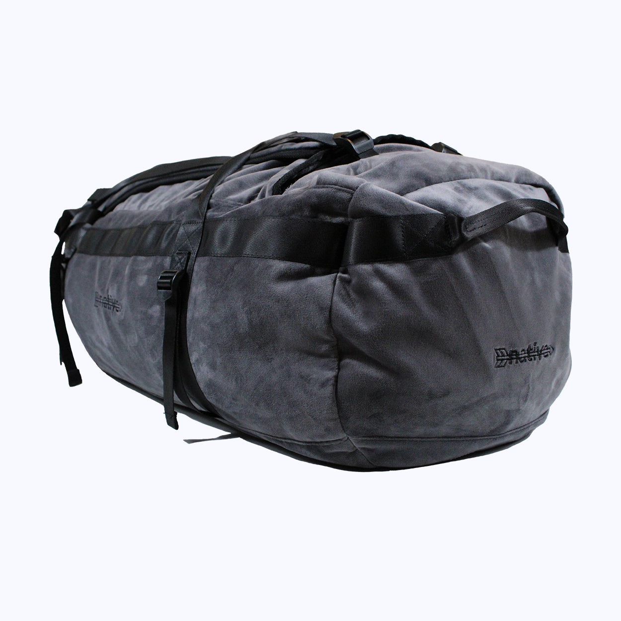 velour duffel bag backpack in charcoal