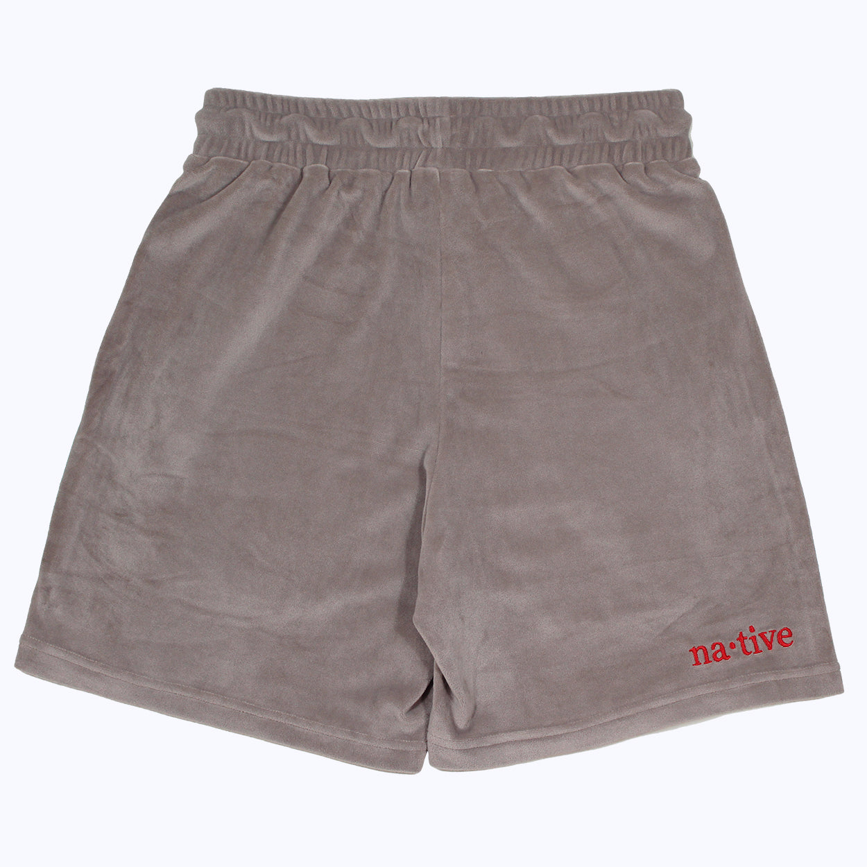 velour shorts in gray/red