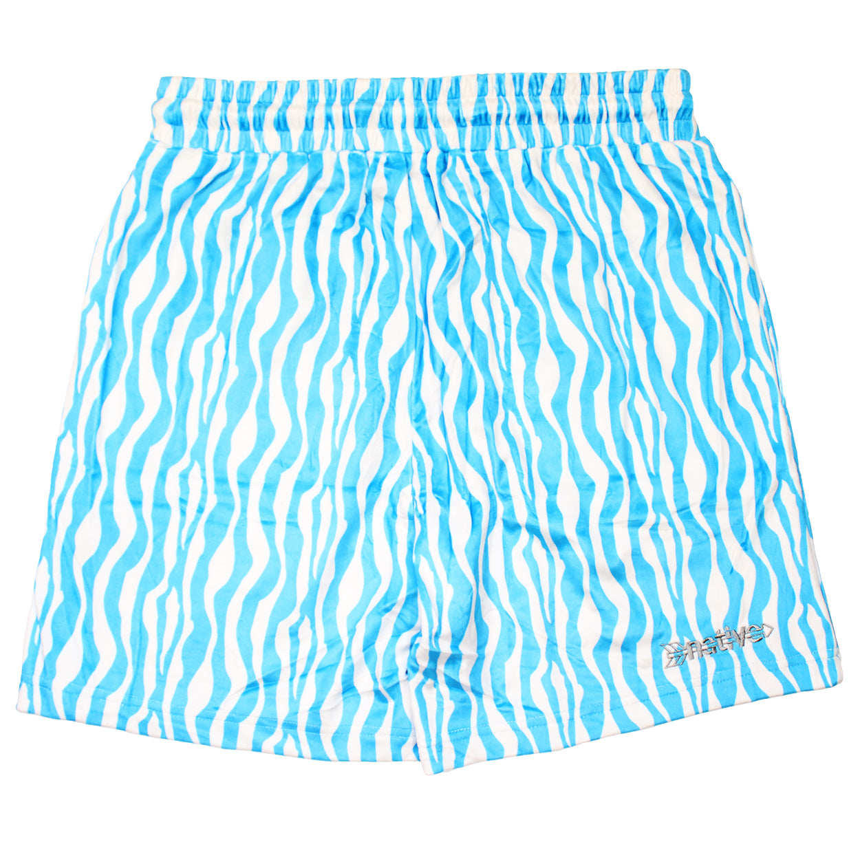 zebra velour shorts in cream/baby blue