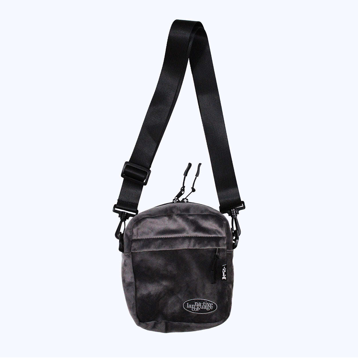 velour crossbody bag in charcoal – Native Language