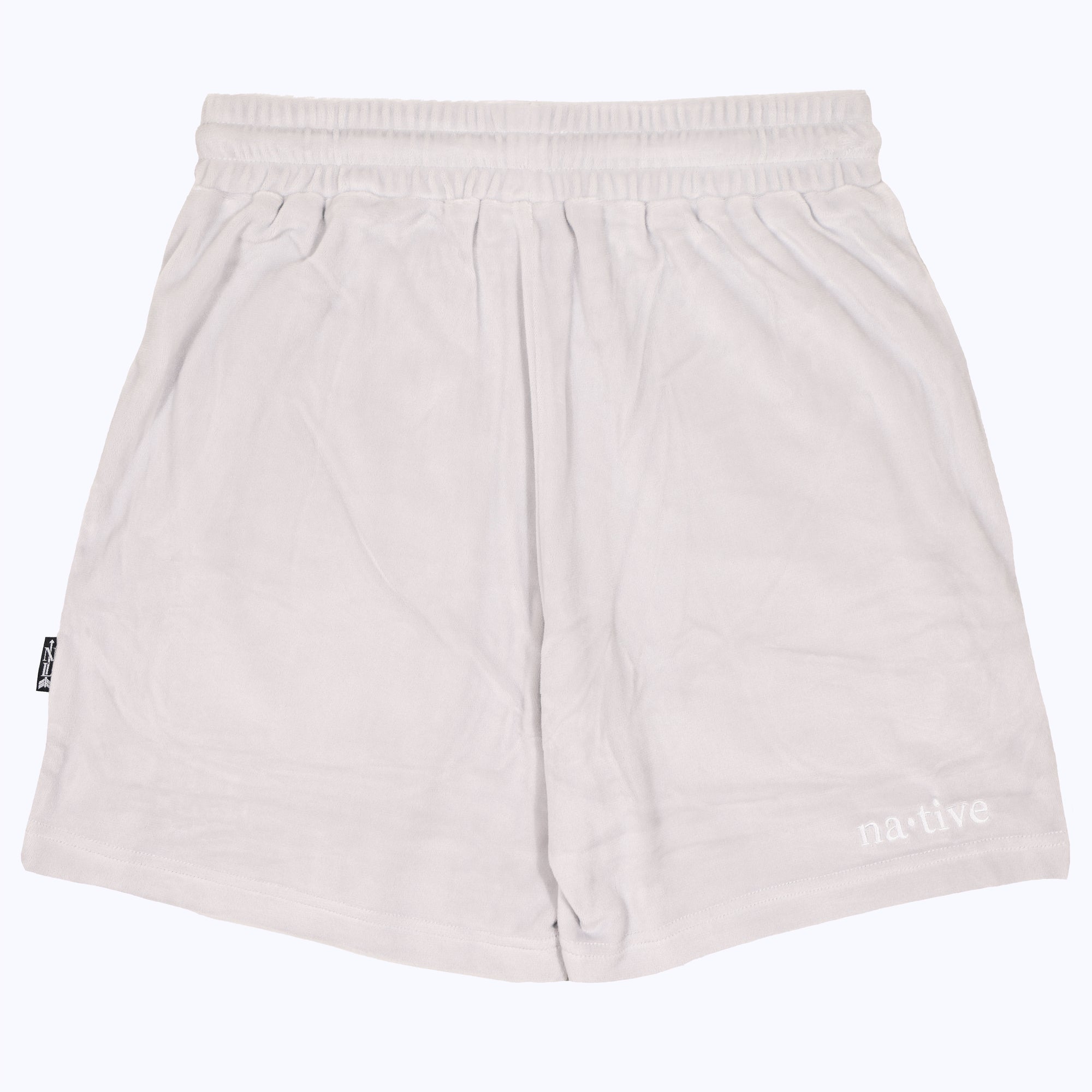 tau epsilon phi velour shorts in overcast/white - 2026