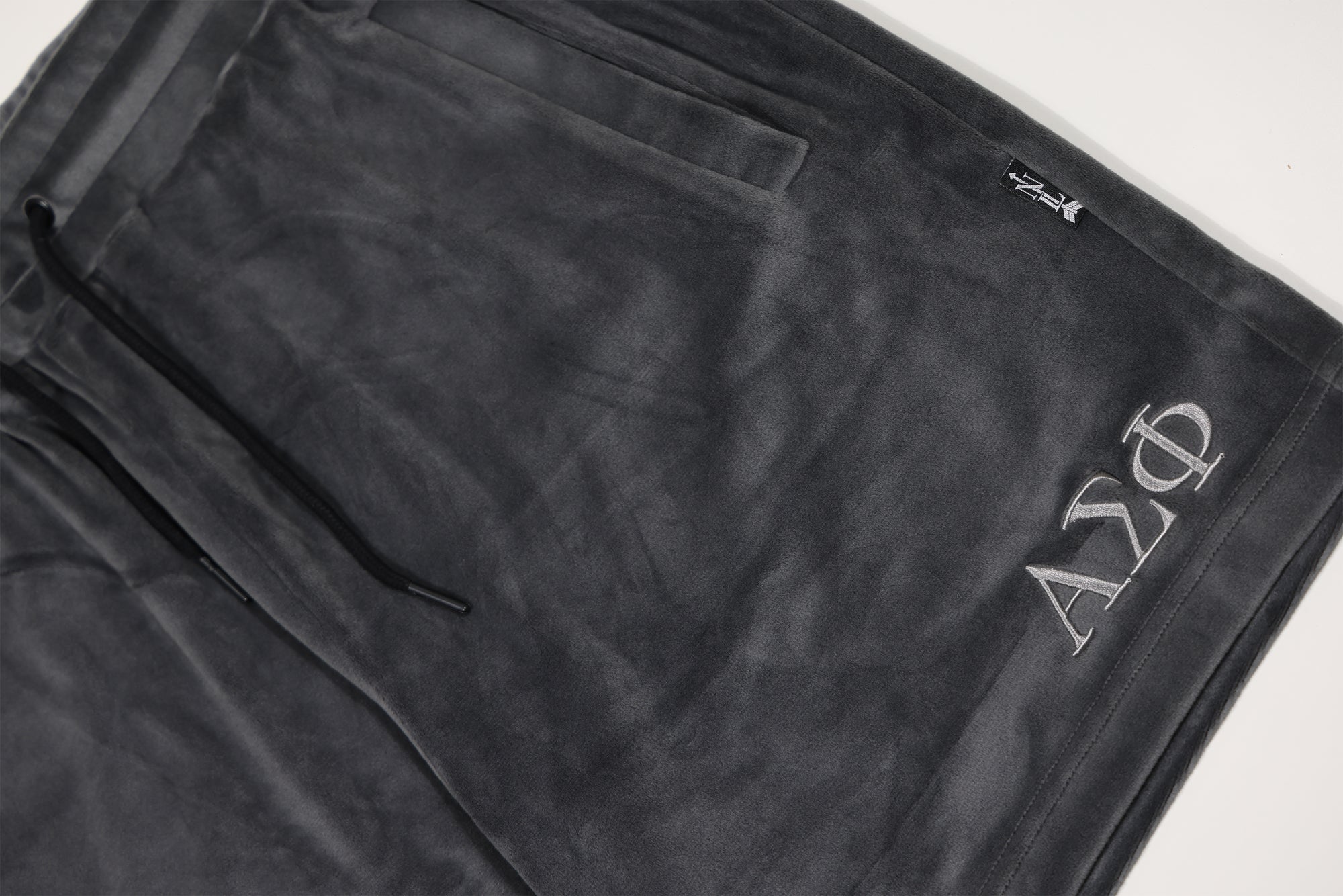 alpha sigma phi velour shorts in onyx - 2026