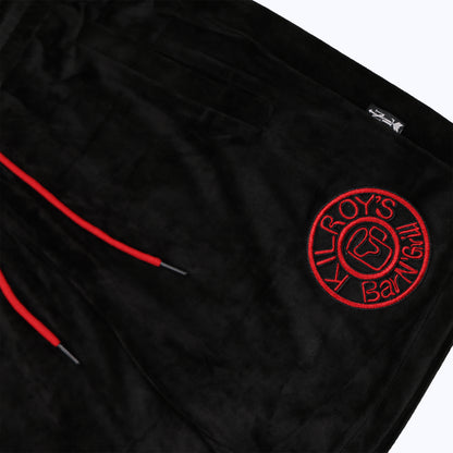 velour shorts with kilroys on kirkwood in black/red
