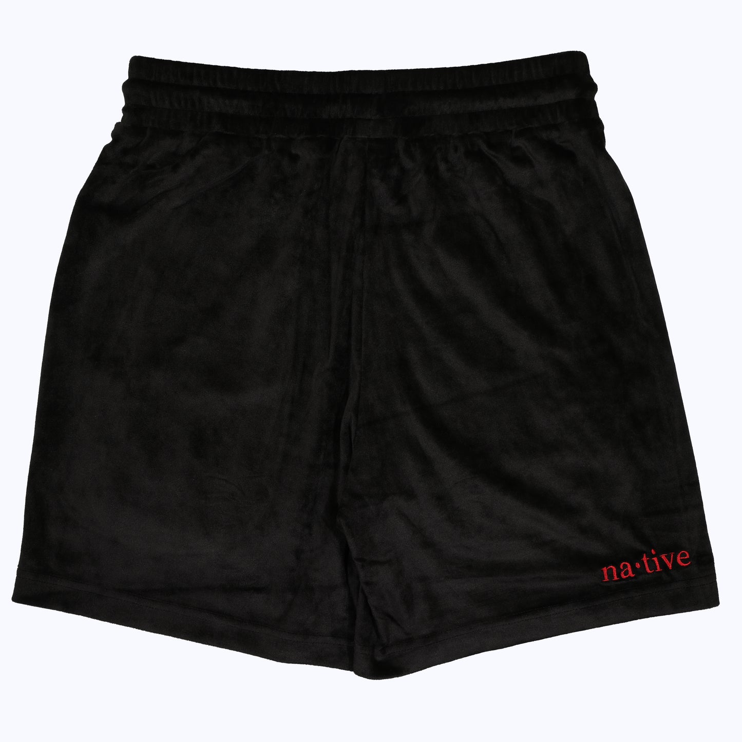 velour shorts with kilroys on kirkwood in black/red