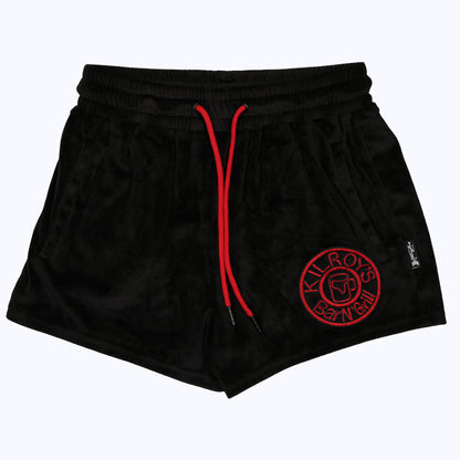 velour shorties (women’s) with kilroys on kirkwood in black/red
