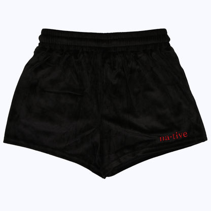 velour shorties (women’s) with kilroys on kirkwood in black/red