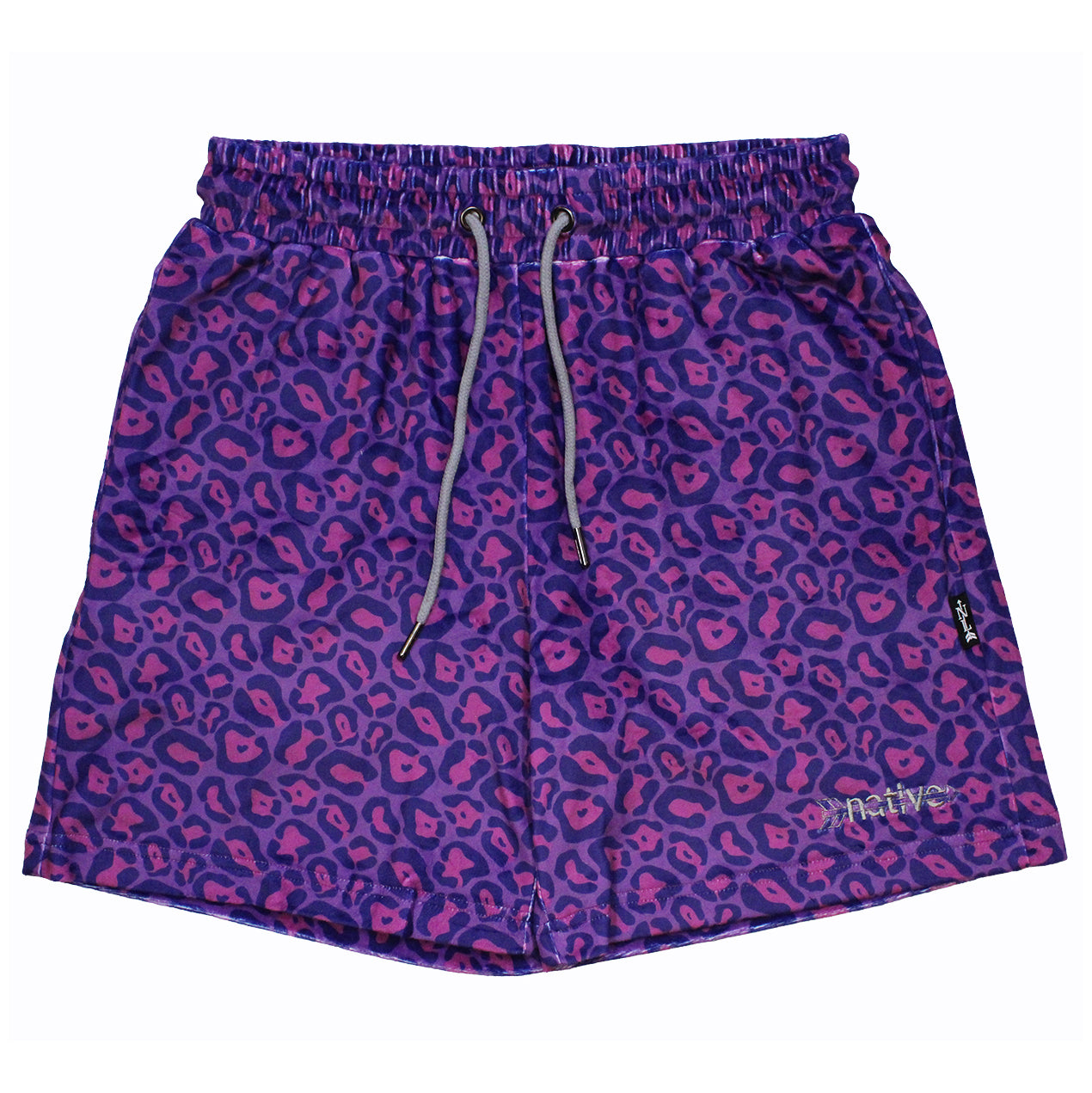 leopard velour shorts in purple