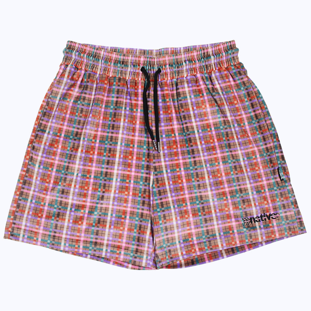 plaid velour shorts in chocolate mint sprinkle
