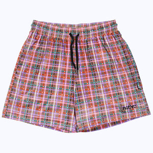 plaid velour shorts in chocolate mint sprinkle