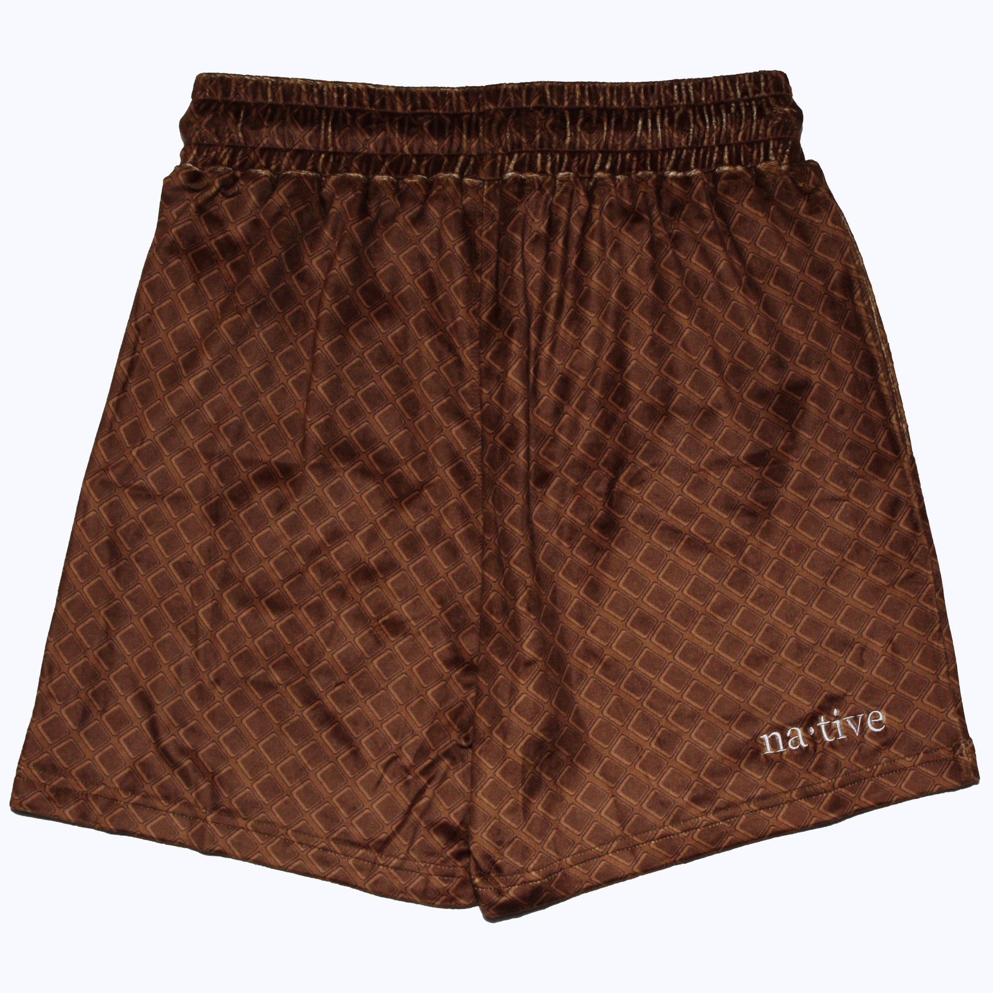 roszko’s chicken & w’s velour shorts in chocolate waffle (men's)
