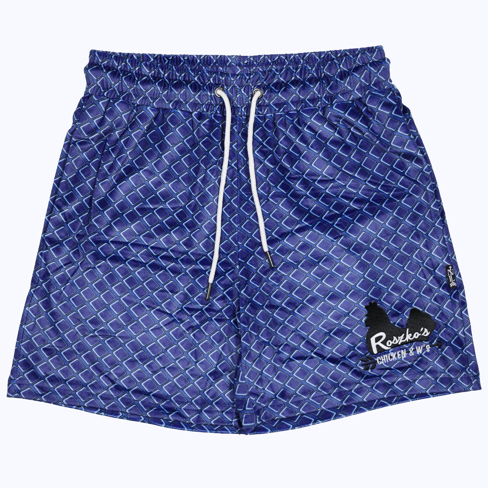roszko’s chicken & w’s velour shorts in blueberry waffle (men's)