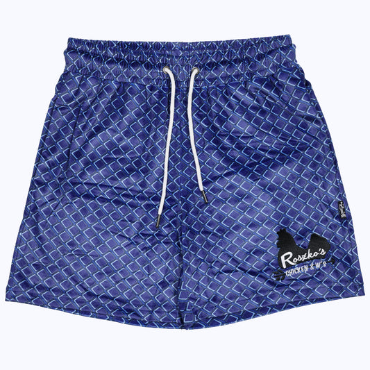 roszko’s chicken & w’s velour shorts in blueberry waffle (men's)