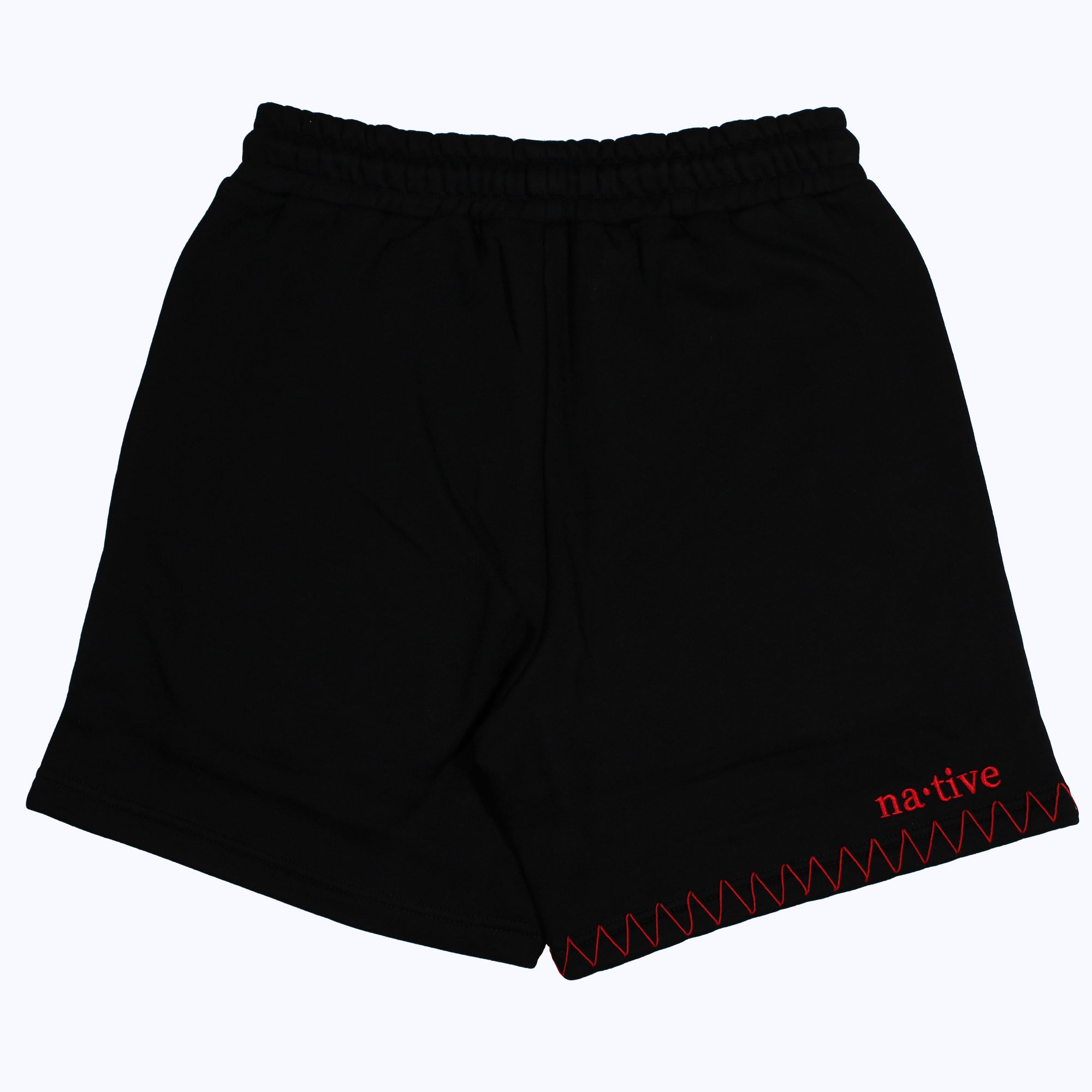 senior sweat shorts in black/red