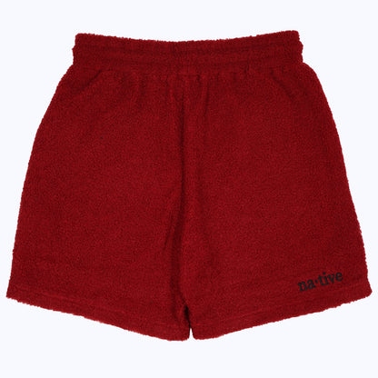 sherpa shorts in crimson