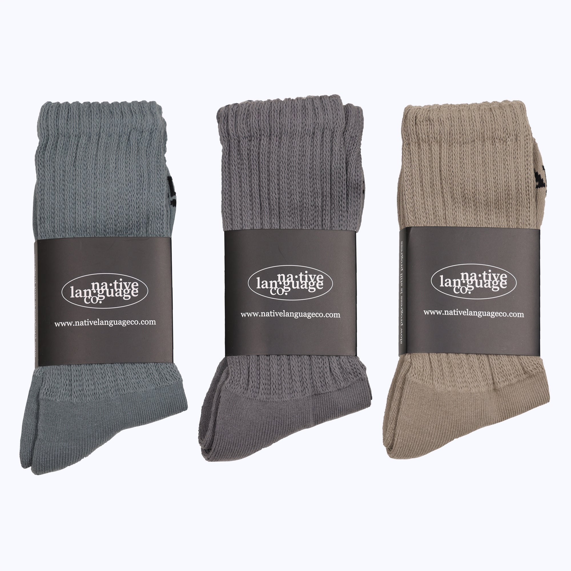 3-pk strider socks (misty lake, charcoal & pale khaki)