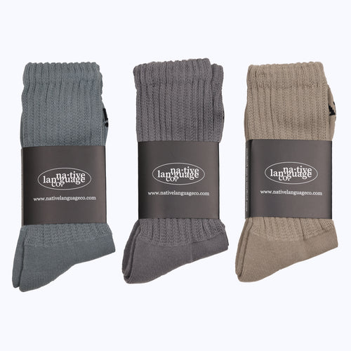 3-pk strider socks (misty lake, charcoal & pale khaki)