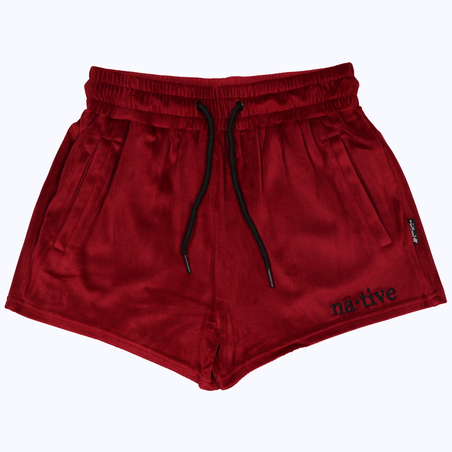 velour shorties in crimson