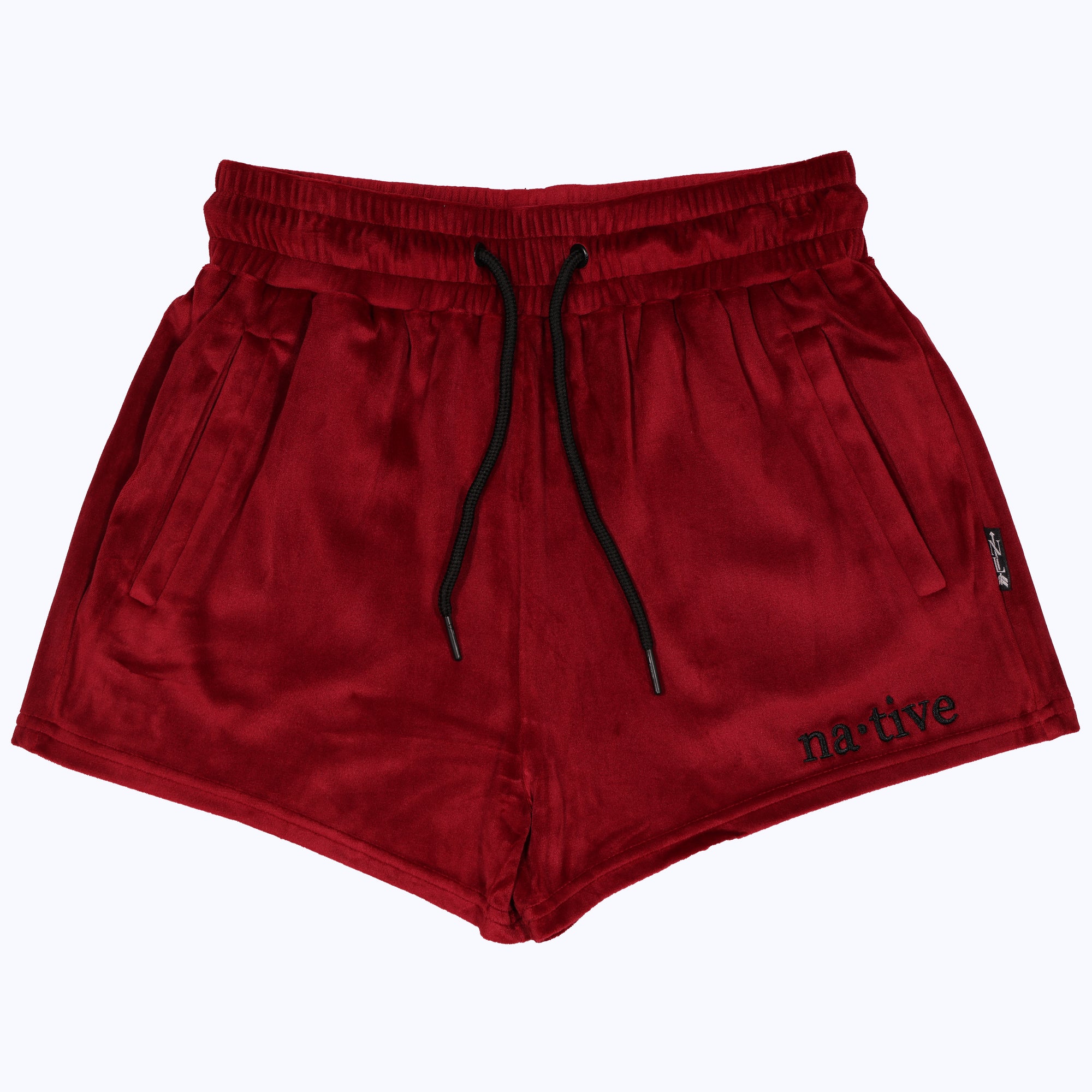 velour shorties in crimson