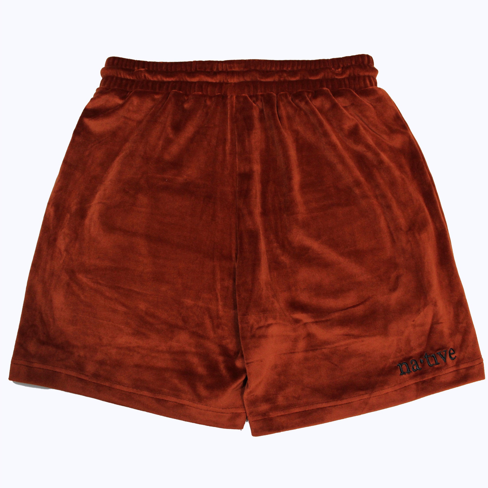velour shorts in auburn