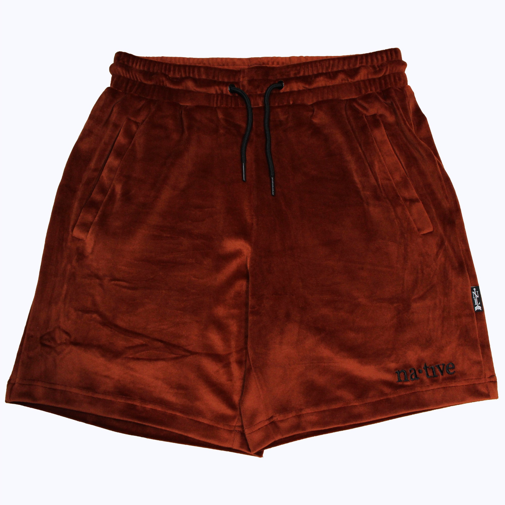 velour shorts in auburn