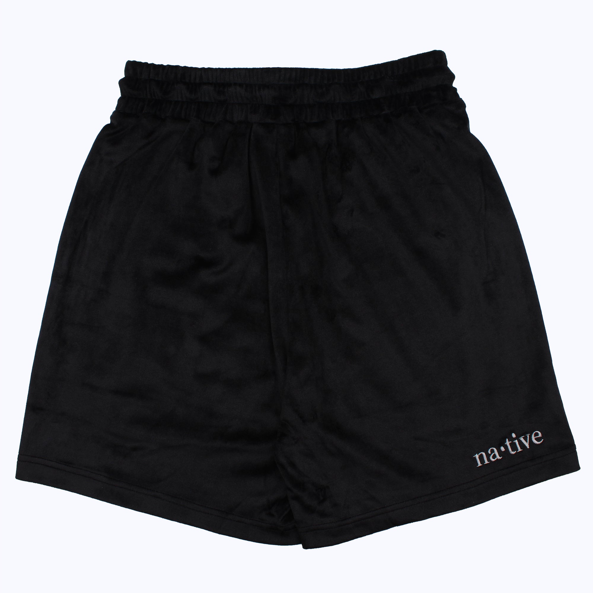 velour shorts in black
