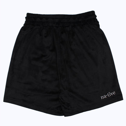 velour shorts in black