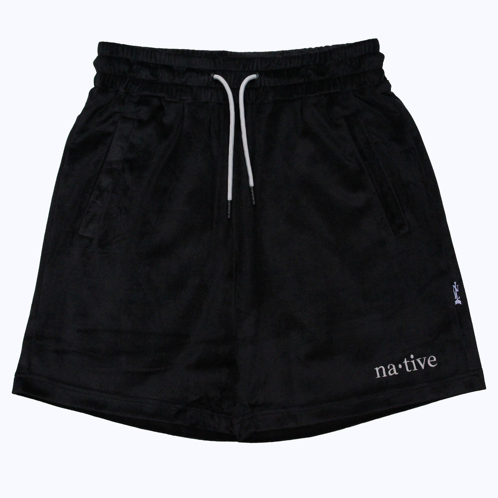 velour shorts in black