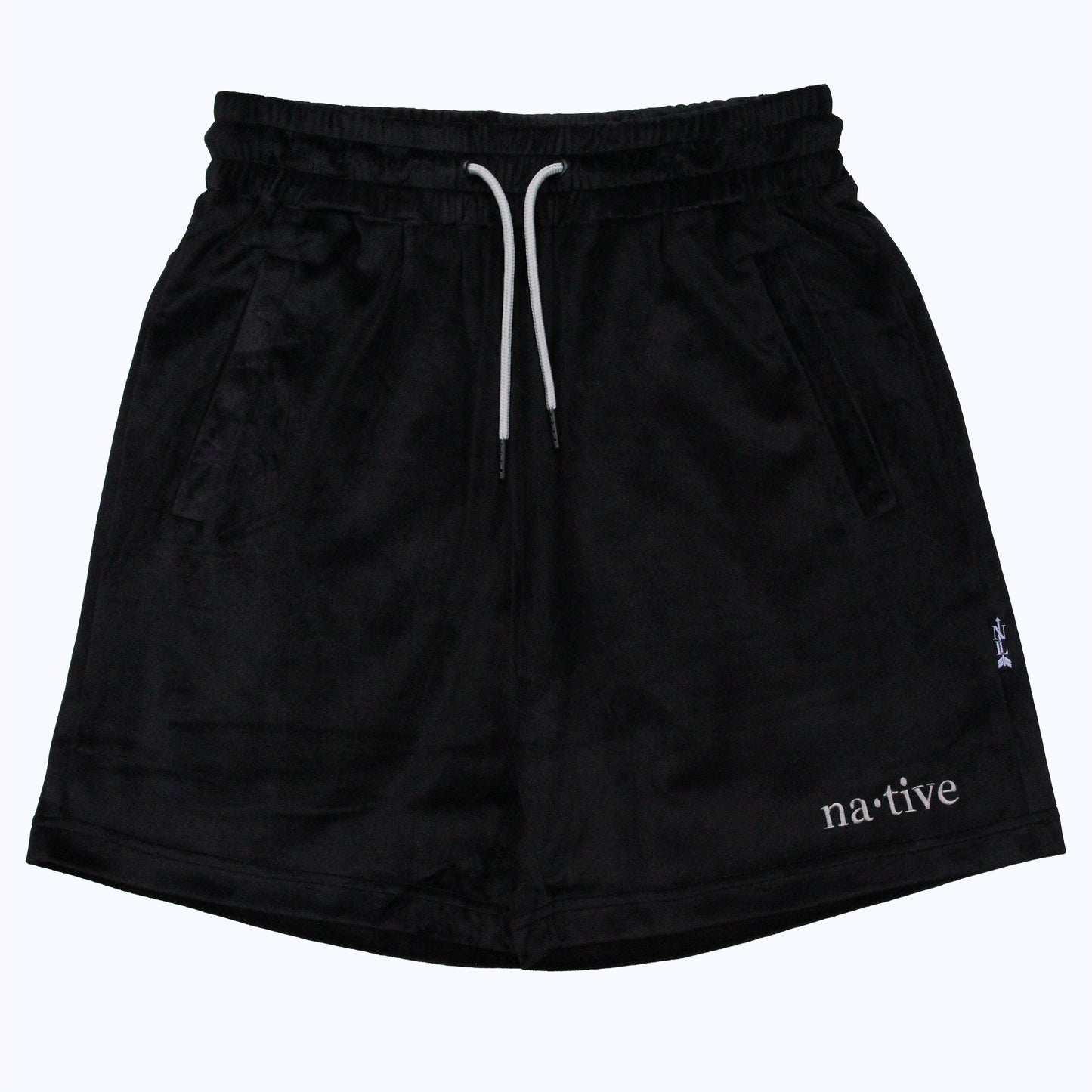 velour shorts in black