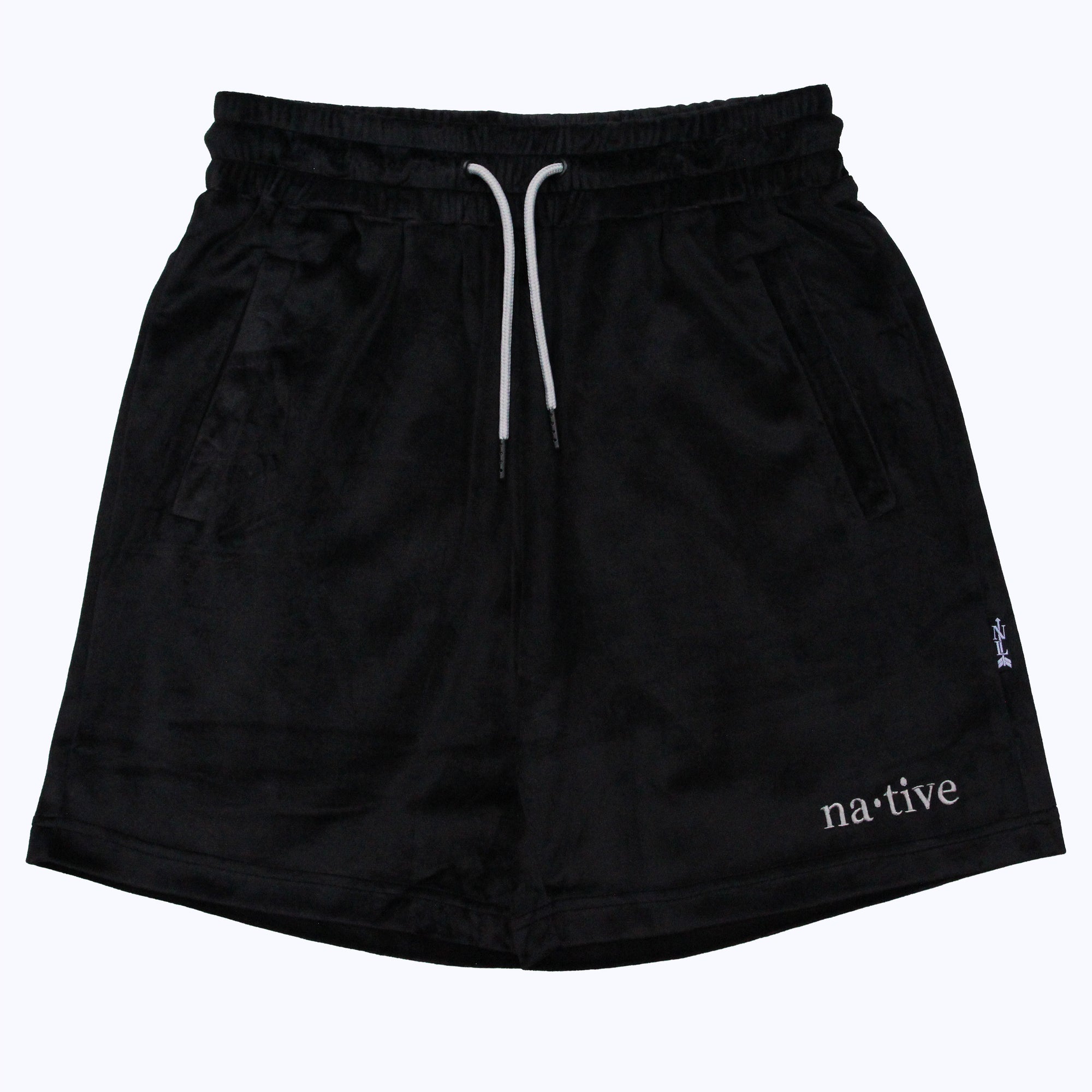 velour shorts in black