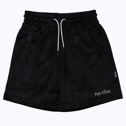 velour shorts in black