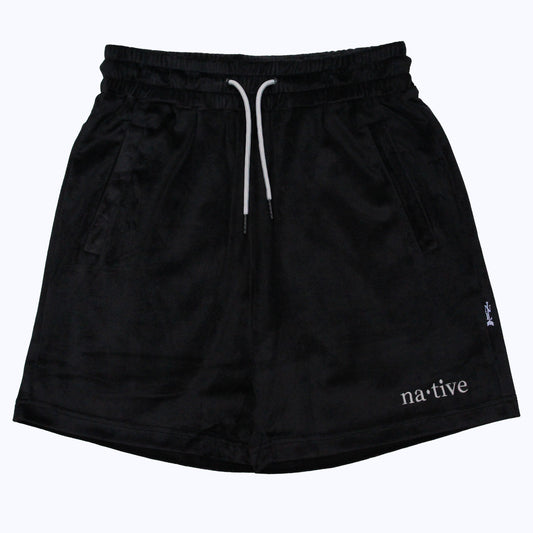 velour shorts in black
