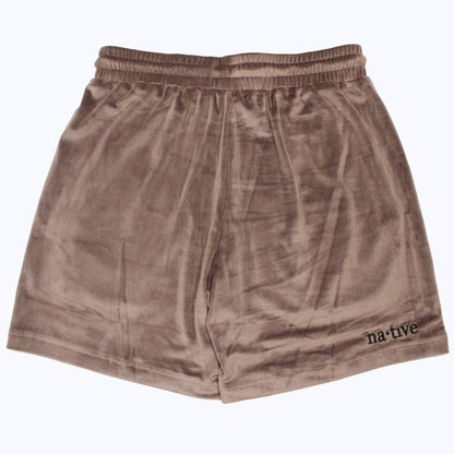 velour shorts in cocoa butter