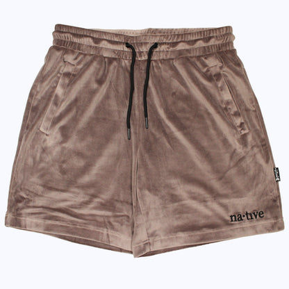 velour shorts in cocoa butter