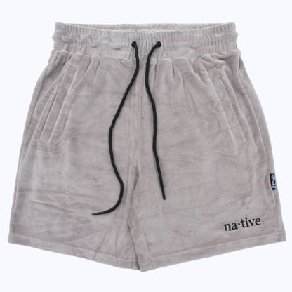 velour shorts in shadow