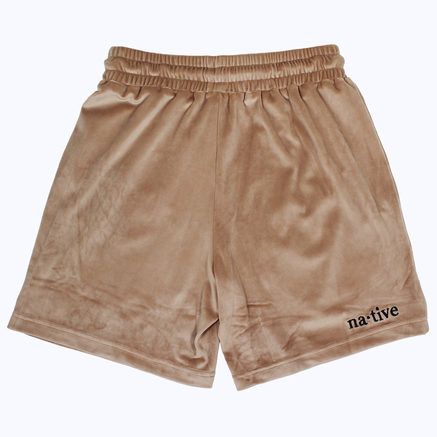 velour shorts in khaki