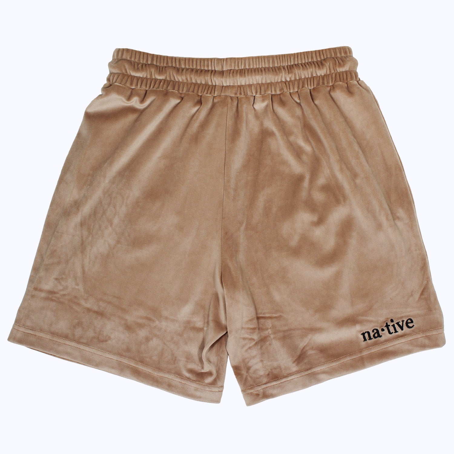 velour shorts in khaki