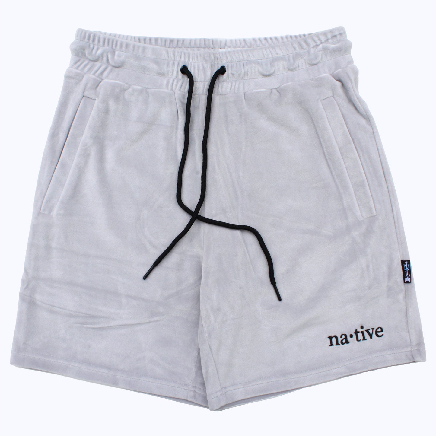 velour shorts in overcast