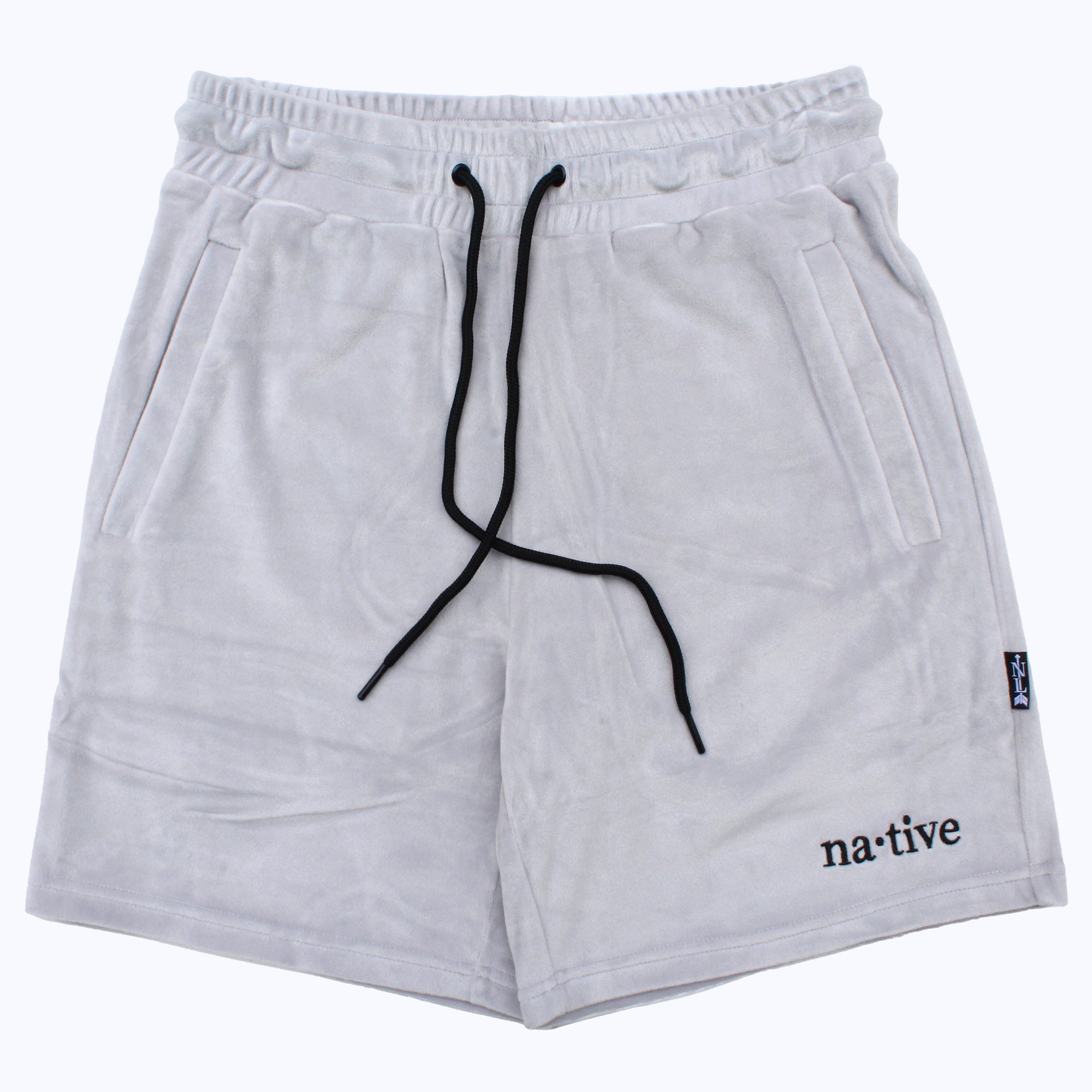 velour shorts in overcast