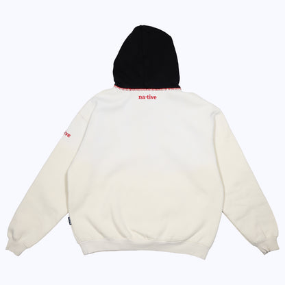vintage faded senior hoodie in cream/black