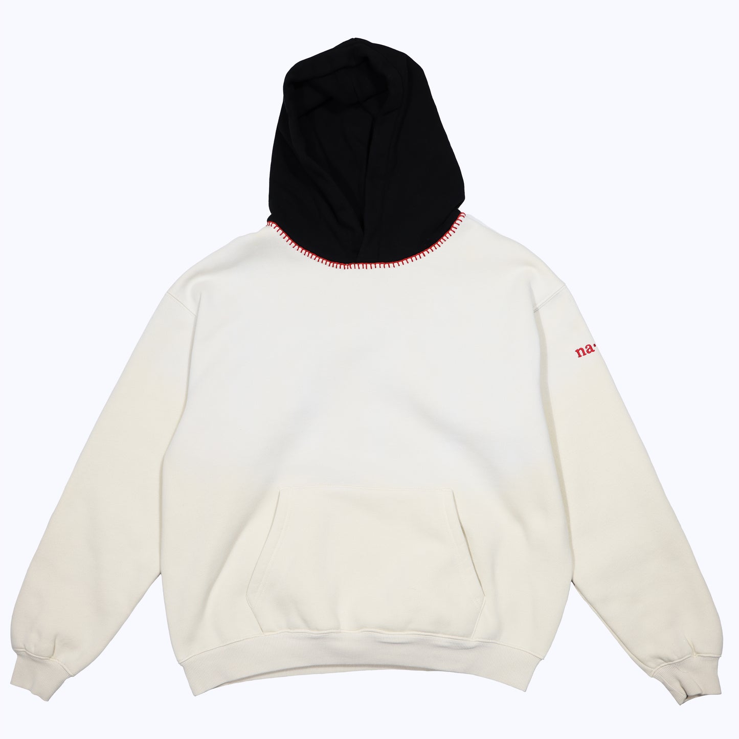 vintage faded senior hoodie in cream/black
