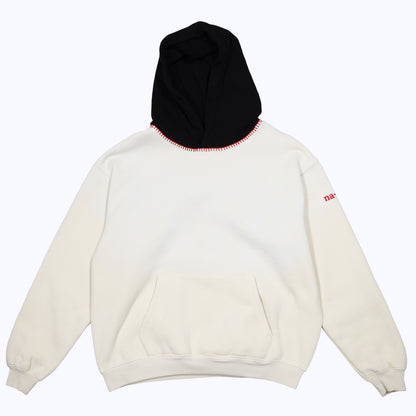 vintage faded senior hoodie in cream/black